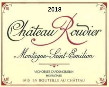 etiqueta del vino Château Roudier cosecha 2018