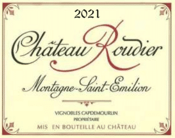 étiquette vin Château Roudier millésime 2021